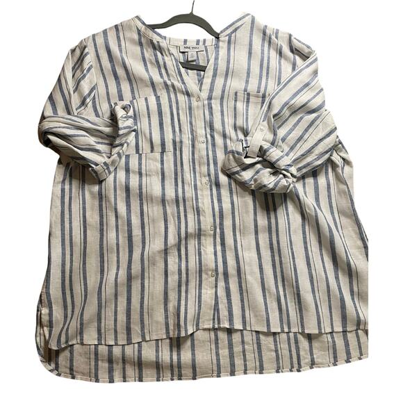 Nine West Striped Linen Blouse - Size 3X ** - Picture 2 of 6